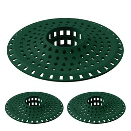 Aluvor Bathtub Drain Hair Catcher,Silicone Tub Hair Catcher Drain Protector,All-in-one Shower Hair Drain Catcher Strainer for 1.48'' to 1.76'' Regular Drains, 3PCS/Dark Green
