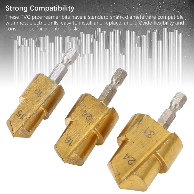 3 x PPR Pipe Reamer Bits 19 mm 24 mm
