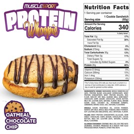 MuscleSport Protein Whoopie Pies - Pack of 6 Pie Snack - Pack of 6 Pies: Oatmeal Chocolate Chip