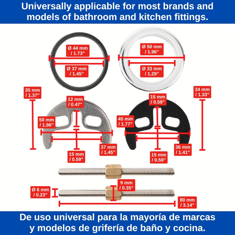 Washbasin tap screw system, 1 set, with M6 screws 80