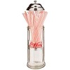 Tablecraft CC322 Coca-Cola Glass Straw Dispenser with Metal Lid, Small