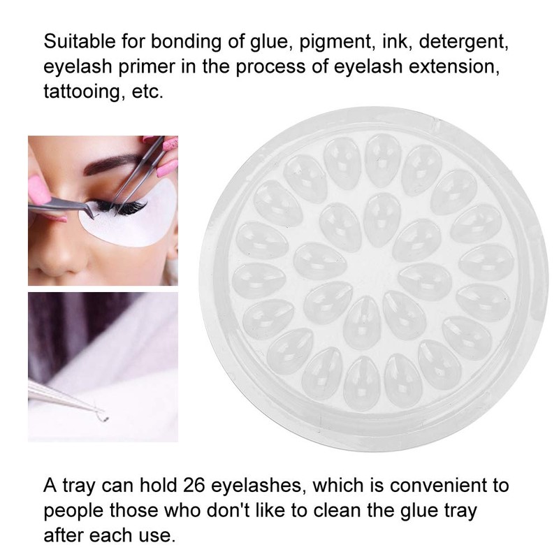 Pack of 50 Disposable Eyelash Glue Palette, Transparent Plastic Eyelash