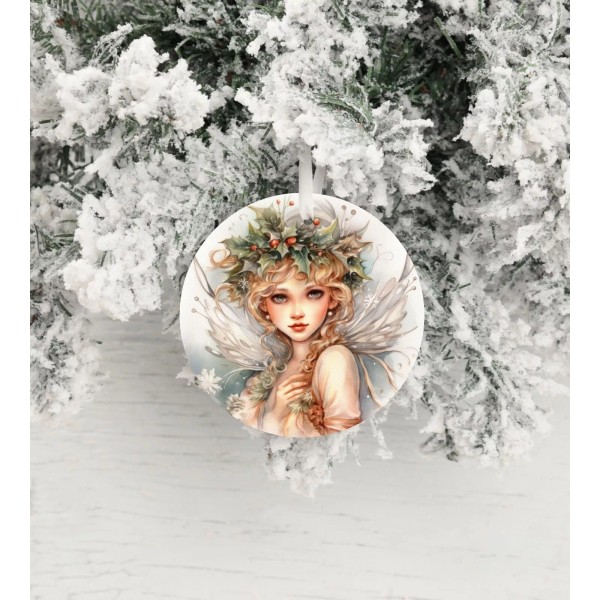 Twisted R Design Holly Christmas Fairy Ceramic Christmas Ornament, Christmas