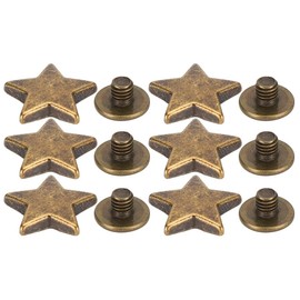 50 Sets of Star Rivets Star Shaped Rivets with Spikes Hand Pressed Rivets for Crafts Leather, Decorating Clothes, Jackets, Belts, Shoes and Bags (Bronze)