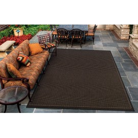 Couristan Recife Saddle Stitch 1001/2000 Indoor/Outdoor Area Rug, 3'9" x 5'5", Black