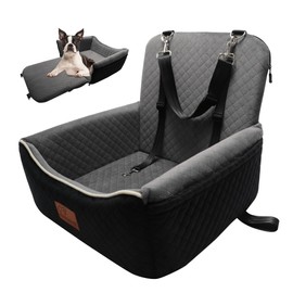 Dog Car Seat Bed 2 in 1 for Small/Medium Dogs up to 35 lbs,Adjustable Safety Leashes,Memory Foam with Soft Fabric Pets Travel Car Bed,Easily Installed in Front and Back seat,Removable and Washable.