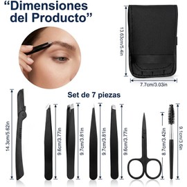 7 Piezas Pinzas para Ceja Depilar Profesionales de Acero Inoxidable Pinza para Ceja de Alta Precisión y Saca Cejas, Kit para Cejas y Rostro, Pinzas de Precision para Vello Facial y Pestañas
