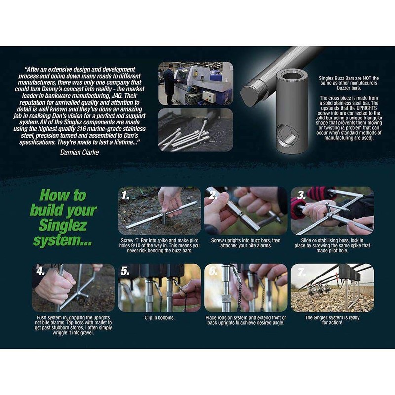 Korda Singlez Super Light 3 Rod Buzz Bar 8.5" (ksing23)