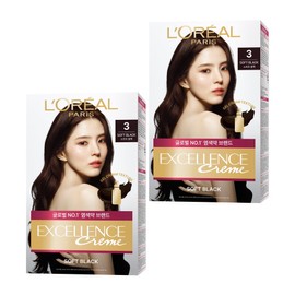 L'Oréal Paris Excellence Cream Easy gray hair dye with comb cap, No. 3 Soft Black, 2 pieces / 로레알파리 엑셀랑스 크림 빗캡으로 간편한 새치염색 염모제, 3호 소프트 블랙, 2개