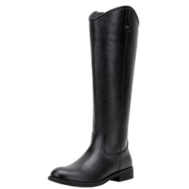 Vepose Women's Knee High Boots 956 Black Zipper Casual Weather Tall Fashion Retro Vegan Boots for Women Size 9.5(CJY956 Black 09.5)