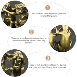 3 Wise Monkeys Statue for Home Decor Accents, Bronze Hear no Evil See no Evil Speak no Evil Figurine, Gold Modern Table Decor Monkey for Home Office Decoration