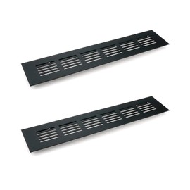 Geesatis 2 Pcs Door Mesh Air Vent Louvered Ventilation Grille Air Vent for Cabinet Shoe Cabinet Hardware Accessories, with Mounting Screws, Black, 250 x 50 mm / 9.8 x 2 inch