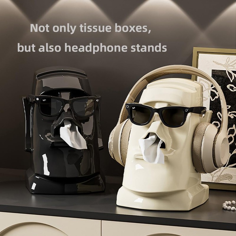 MapleFrost Moai Easter Island Statue Tissue Box Cover, Decorative Facial