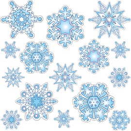 Snowflakes Cut-Outs Christmas Winter Theme Colorful Cutouts with Glue Point Dots for Winter Holiday Classroom School Bulletin Board Christmas Party Decoration, 5.9 x 5.9 Inch (100 Pieces)