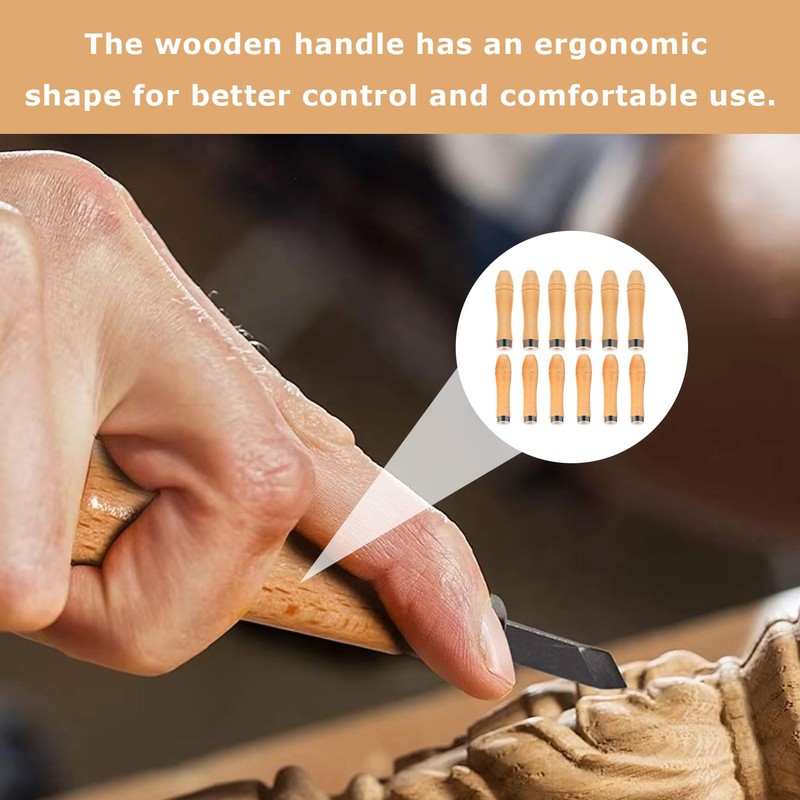 Pack of 12 File Handles, Wooden Handle, File Handle, Wood