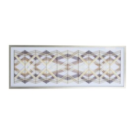 Deco 79 Cotton Fabric Geometric Handmade Home Wall Decor String Art Wall Sculpture with Silver Frame, Wall Art 22" x 2" x 60", Multi Colored