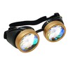 Rave Kaleidoscope Goggles Vintage Gold Steampunk Glasses Rainbow Diffraction Lenses
