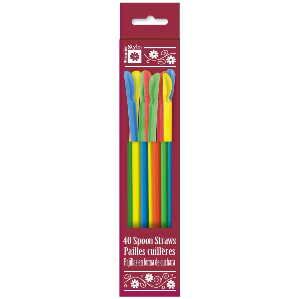 Unique Plastic Straw with Spoon Spoon Straw Multicolor 40ct