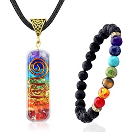 Collares de Chakras y Pulseras 7 Chakras Piedras Naturales, Chakras Collar, Collar Cuarzo, Colgantes de Cuarzo con Piedras Preciosas Espirituales, Joyas de Cuentas para Hombres y Mujeres, Collar de Cristal Curativo, Regalo para Mujer, Novia, Amiga