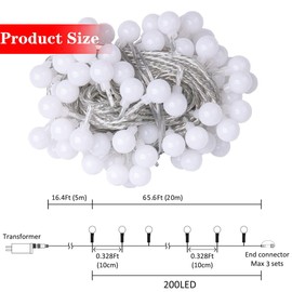AWQ 200 LED Christmas Lights Christmas String Lights Decoration Lights for Christmas Home Garden Wedding Party Xmas Tree Bedroom Indoor Outdoor Decor (200, White)