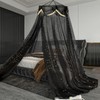 Black Bed Canopy with Star Light Round Hoop Mosquito Net
