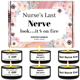 Conelist 6 Pack Christmas Nurse Gift for Women 1.94 oz Nurse's Last Nerve Scented Candles Nurse Appreciation Gifts with Gift Box Funny Relaxation Gifts for Nurses Doctor