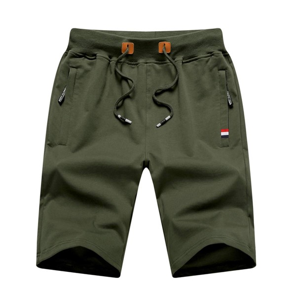 GUNLIRE Big Boy's Army Green Casual Shorts Summer Cotton Drawstring