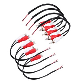 sourcing map 8 Pcs 8 Inch Open RCA 2-Male 2-Female Plug Jack Connector Adapter to Bare Wire Open End Audio Video RCA Cable for Amplifier Speaker Wire