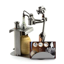 Steelman24 I Nuts and bolts sculpture Bartender With Business Card Holder I Handmade ornaments I Made in Germany I I Metal figurine