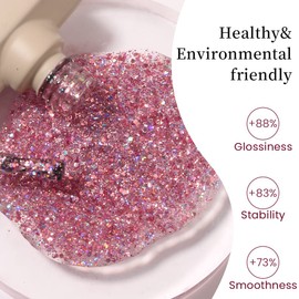 MAYCHAO 15ML Rose Pink Glitter Gel Nail Polish 1Pc Sparkly Pink Glitter Gel Polish Soak Off UV LED Nail Polish Nail Art Starter Manicure Salon DIY at Home, 0.5 OZ