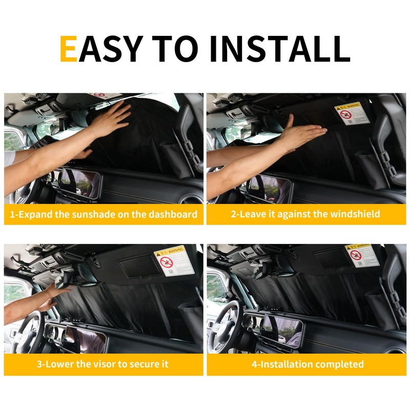 Windshield Sun Shade Compatible with 2024 Jeep Wrangler JL 2/4