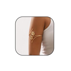 Hebterrka Women's Gold Bangle Adjustable Upper Bangle with Flowers and Butterfly Design, Golden Bangle for Women, Hypoallergenic and Skin-friendly