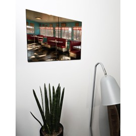 The Plum Penguin 1950s Diner Wall Art A4 Twin Set 6mm MDF Edward Hopper Style Wood Print Decor Canvas Alternative 40 x 30cm