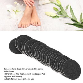 60pcs 180 Grit Foot File Replacement Sandpaper Pad Self Adhesive Pedicure Tool Electric Foot File Refill Disks, for Easy Replacement, for Salon or Home Use