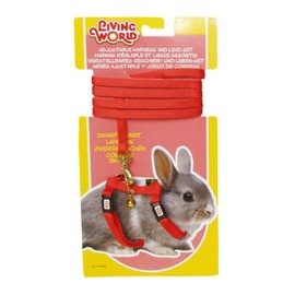 Living World Adjustable Harness and Lead Set for Dwarf Rabbits, Red, 1.2 Meter (4 Feet) (60850)