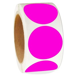 Tile & Sticker 2" Inch Round Fluorescent Pink Color Coding Dot Labels - 500 Colored Circle Stickers Per Roll