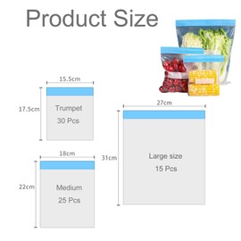 70 Pcs Food Storage Freezer Bags,Ziplock Bags Food Reusable Sandwich Bags Food Bags Zip Seal Bags for Meat Vegetable Fruit Nuts,Fresher for Longer Bags Reusable Ffreezer Bags Zip Lock