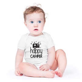 AW Fashions - Body para bebé con diseño de campista feliz y lindo y adorable para recién nacidos, Blanco, 12 meses