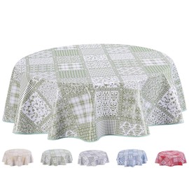 Home Direct Round Oilcloth PVC Wipe Clean Tablecloth Table Cover 155cm 61" Sage Green