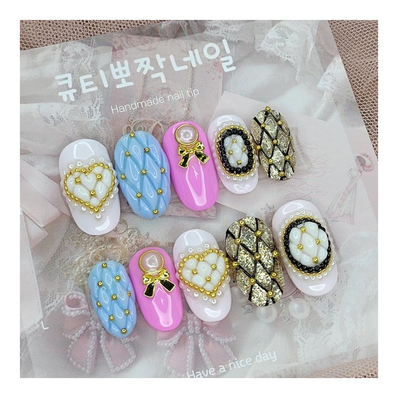 Luxury embo handmade nail tip - Oval L / 럭셔리