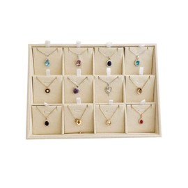 Svea Display Premium Grade Beige Velvet Jewelry Organization Tray for Pendants Necklaces Store Show Tray Drawer Divider Closet Inserts