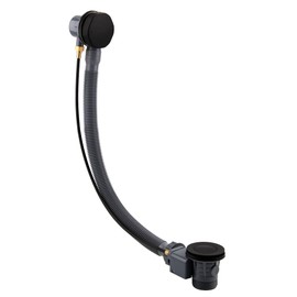 ENKI, W54, Matt Black Bath Waste with Overflow and Black Pop Up Waste