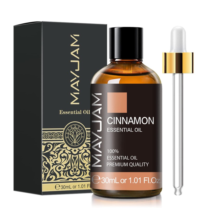 Cinnamon Essential Oil 30ml/1.01fl.oz, MAYJAM Premium Cinnamon Oils with Glass