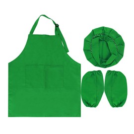 Millya Childrens Kids Toddlers Aprons Painting Baking Cooking Apron and Hat Set School Art and Craft Smock Green Green,Large