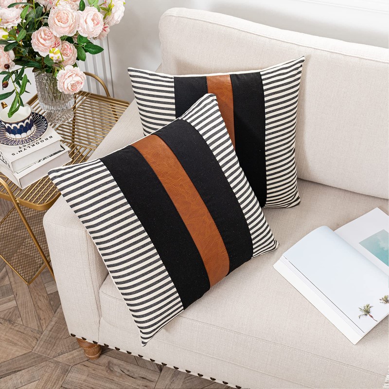 Vfuty Set of 2 Boho Decorative Throw Pillow Covers 18x18