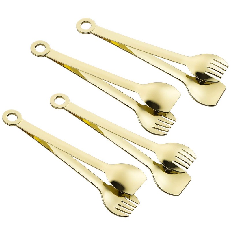 MSY BIGSUNNY Mini Appetizer Tongs Stainless Steel Set of 4,