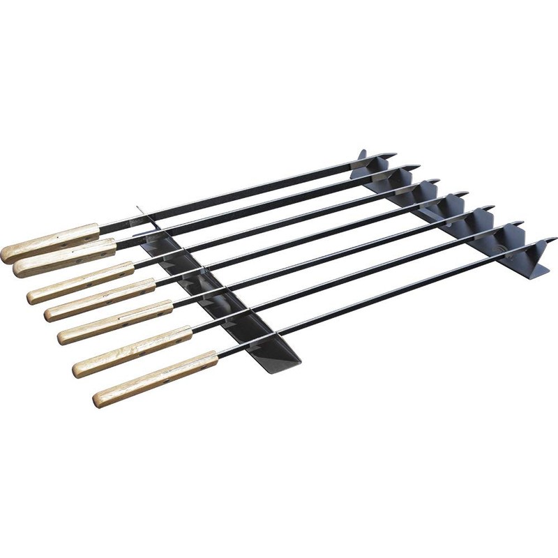 GOUTIME Stainless Steel Shish Kabob Skewer Rack with Storage Bag,