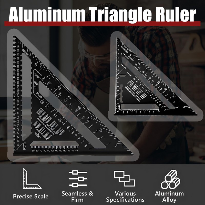 2 Pcs Rafter Square 12 inch & 7 inch, Aluminum