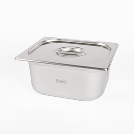 Baki Stainless Steel Gastronorm Container 1/2 Food Pan 65, 100, 150 mm Deep with & Without Lid (150mm Deep with Lid)