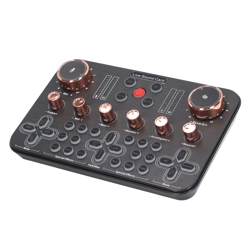 Live Sound Card Voice Changer Soundboard Bluetooth Audio Mixer for
